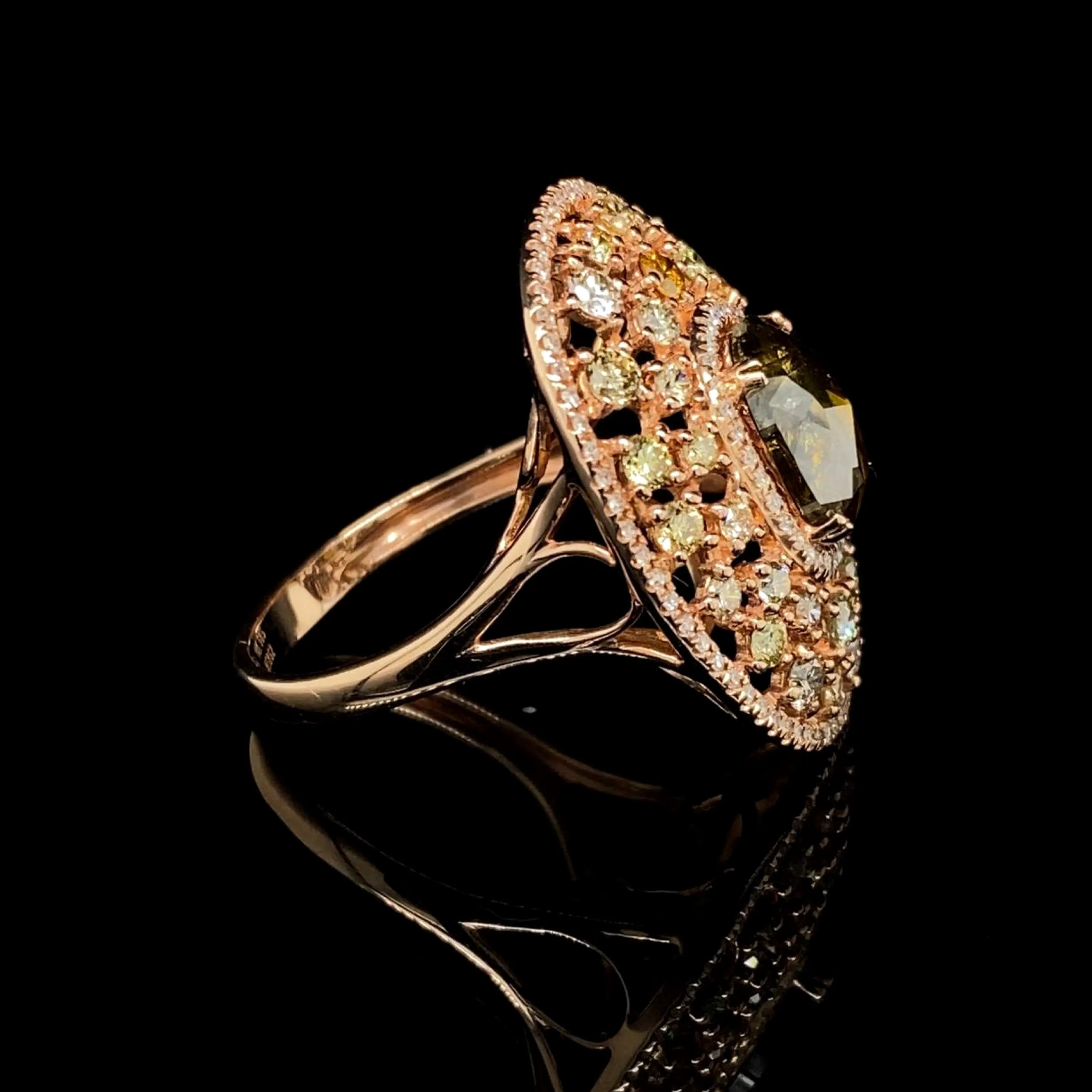 PRE-ORDER | Rose Colored Dangling Diamond Jewelry Set 14kt