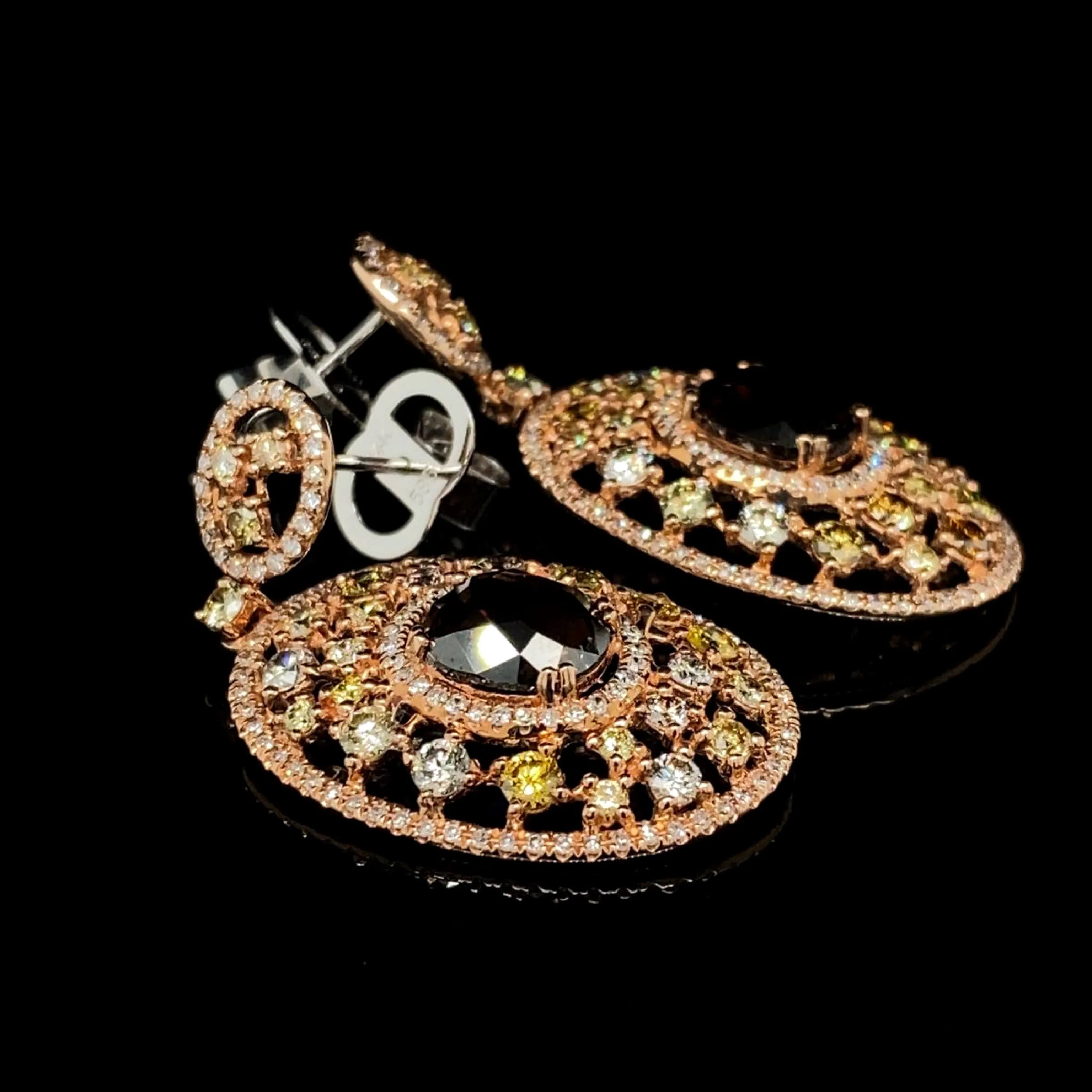 PRE-ORDER | Rose Colored Dangling Diamond Jewelry Set 14kt