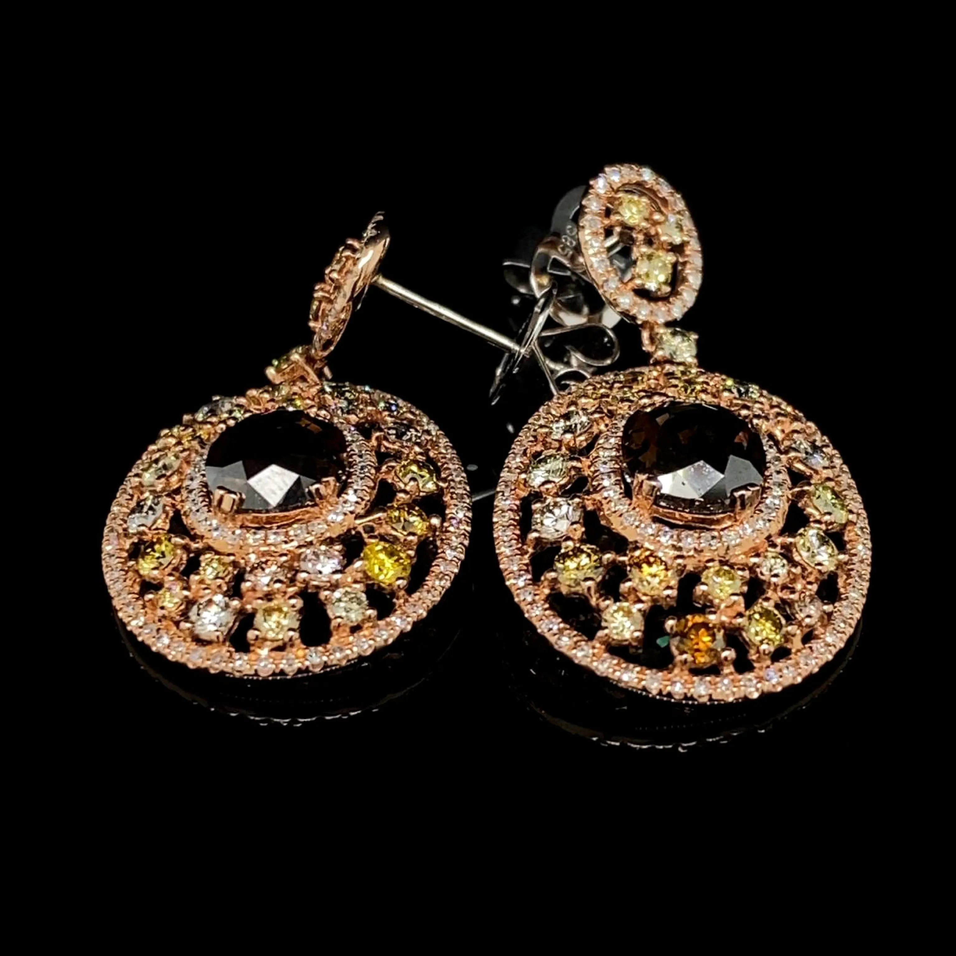 PRE-ORDER | Rose Colored Dangling Diamond Jewelry Set 14kt