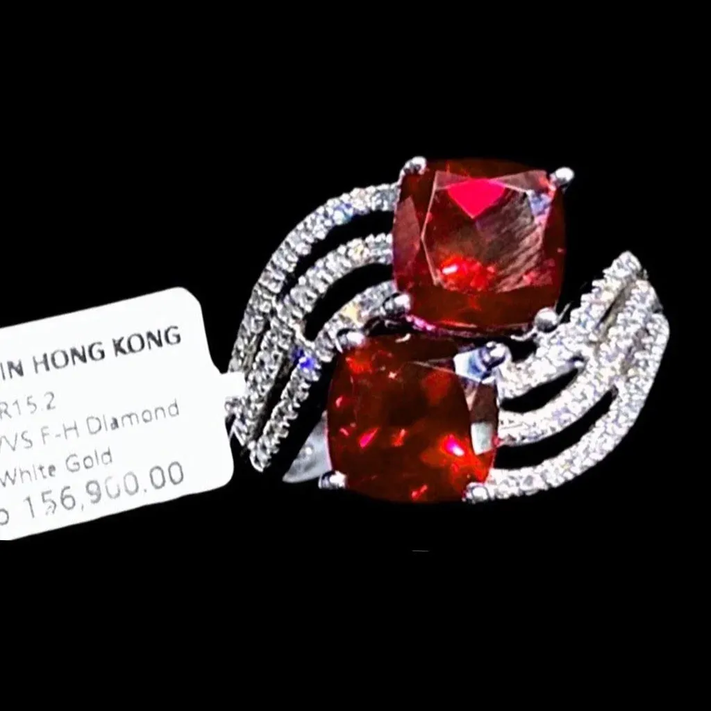 PREORDER | Crossover Red Ruby Gemstones Diamond Ring 14kt