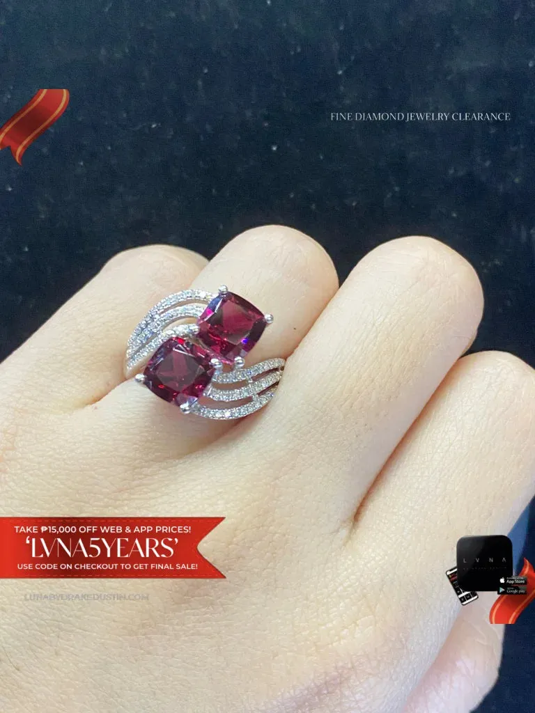 PREORDER | Crossover Red Ruby Gemstones Diamond Ring 14kt