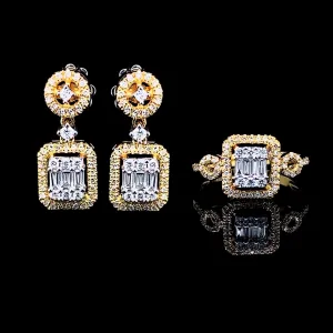 PREORDER | Golden Round Emerald Dangling Diamond Jewelry Set 14kt