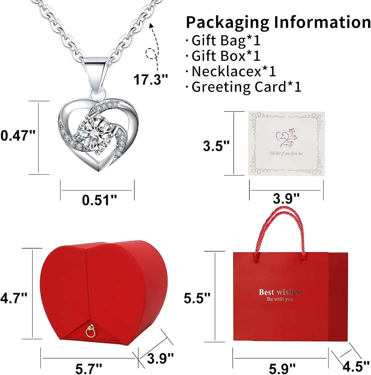 Preserved Red Rose with I Love You Necklace