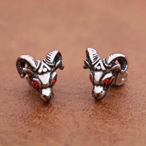 Red Eye Goat skull Stud Earrings