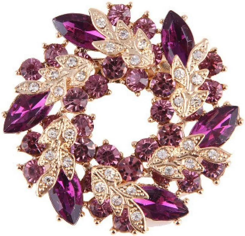 Rhinestone Bauhinia Brooch Crystal Flower Collar Pin Sparkling Rhinestone Women's Badge Lapel Pin Simulated Crystal Bauhinia Flower Wreath Brooch Clothing Collar Dress Scarf Decoration