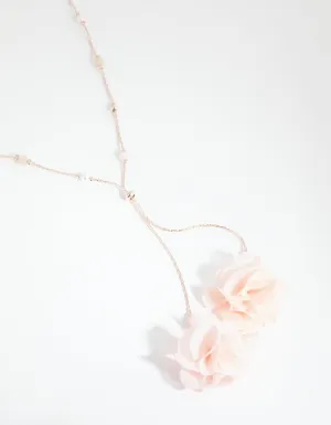 Rose Gold Bead & Flower Toggle Necklace