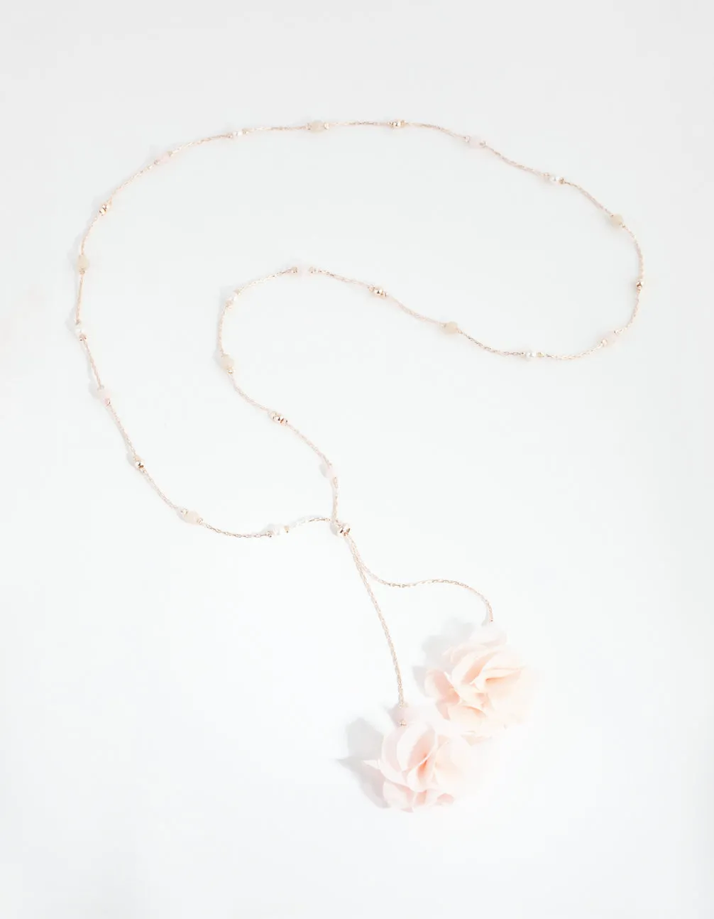 Rose Gold Bead & Flower Toggle Necklace