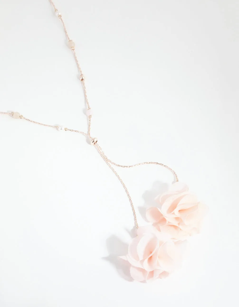 Rose Gold Bead & Flower Toggle Necklace