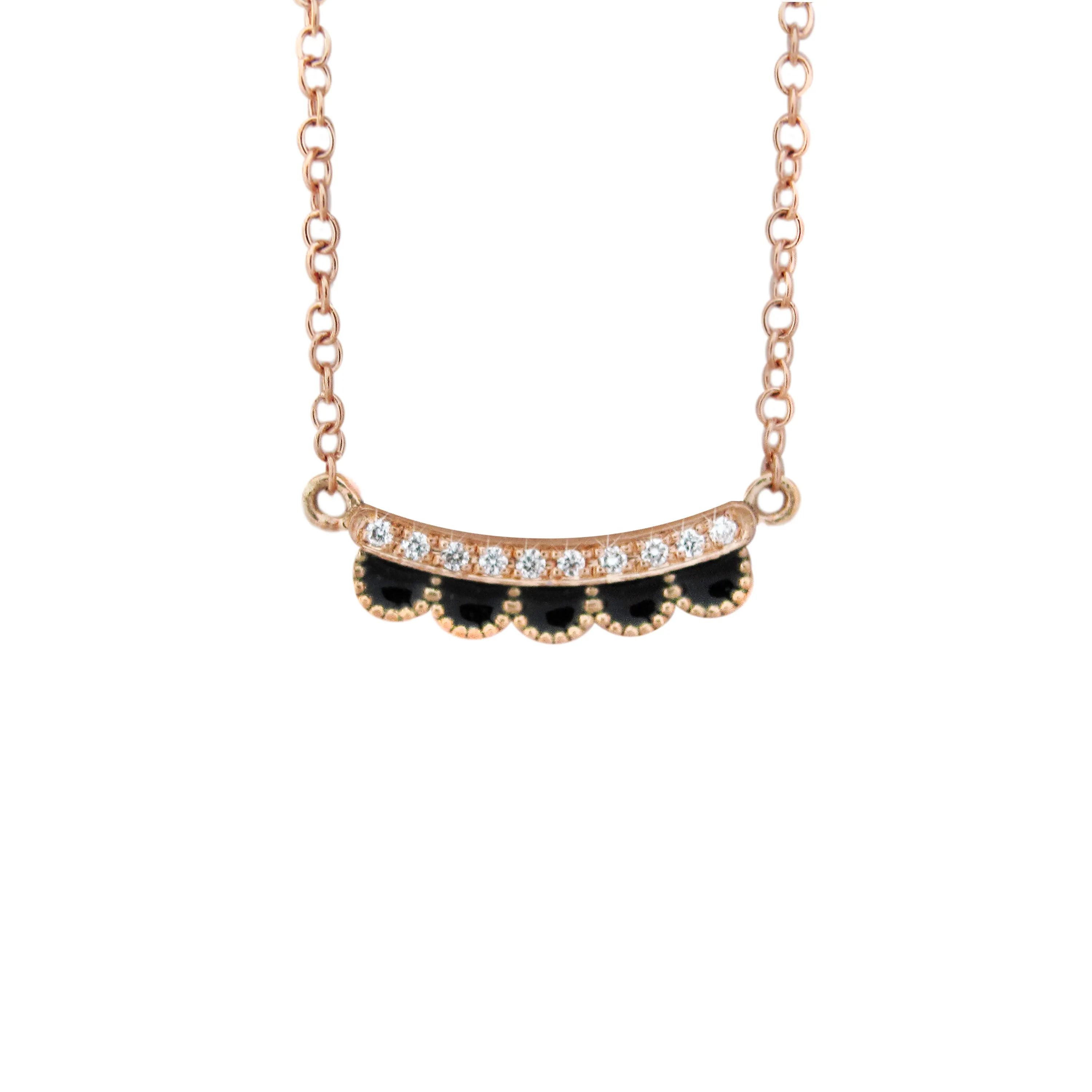 Rose-Gold Enamel Scallop Necklace