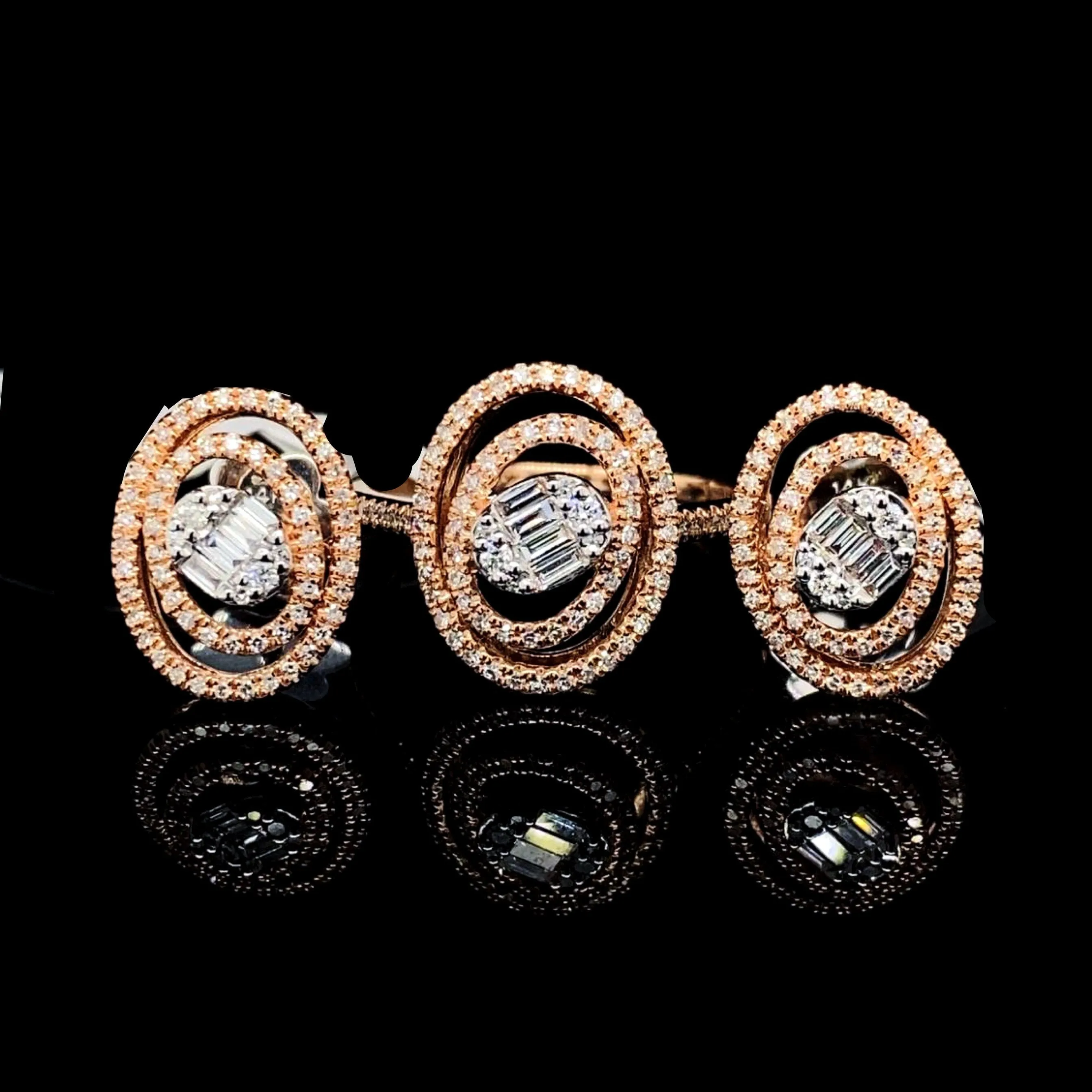 Rose Oval Halo Diamond Jewelry Set 14kt