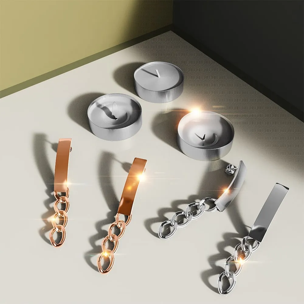 Royal Chain Stud Earrings in White Gold