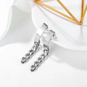 Royal Chain Stud Earrings in White Gold