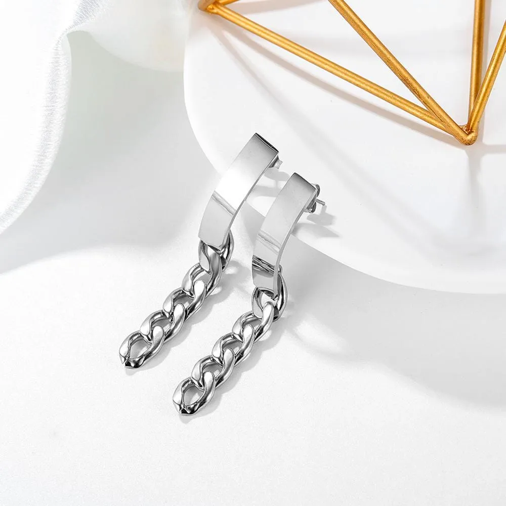 Royal Chain Stud Earrings in White Gold