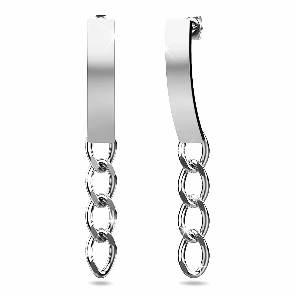 Royal Chain Stud Earrings in White Gold
