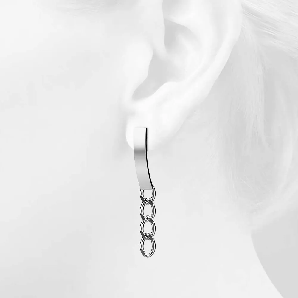 Royal Chain Stud Earrings in White Gold