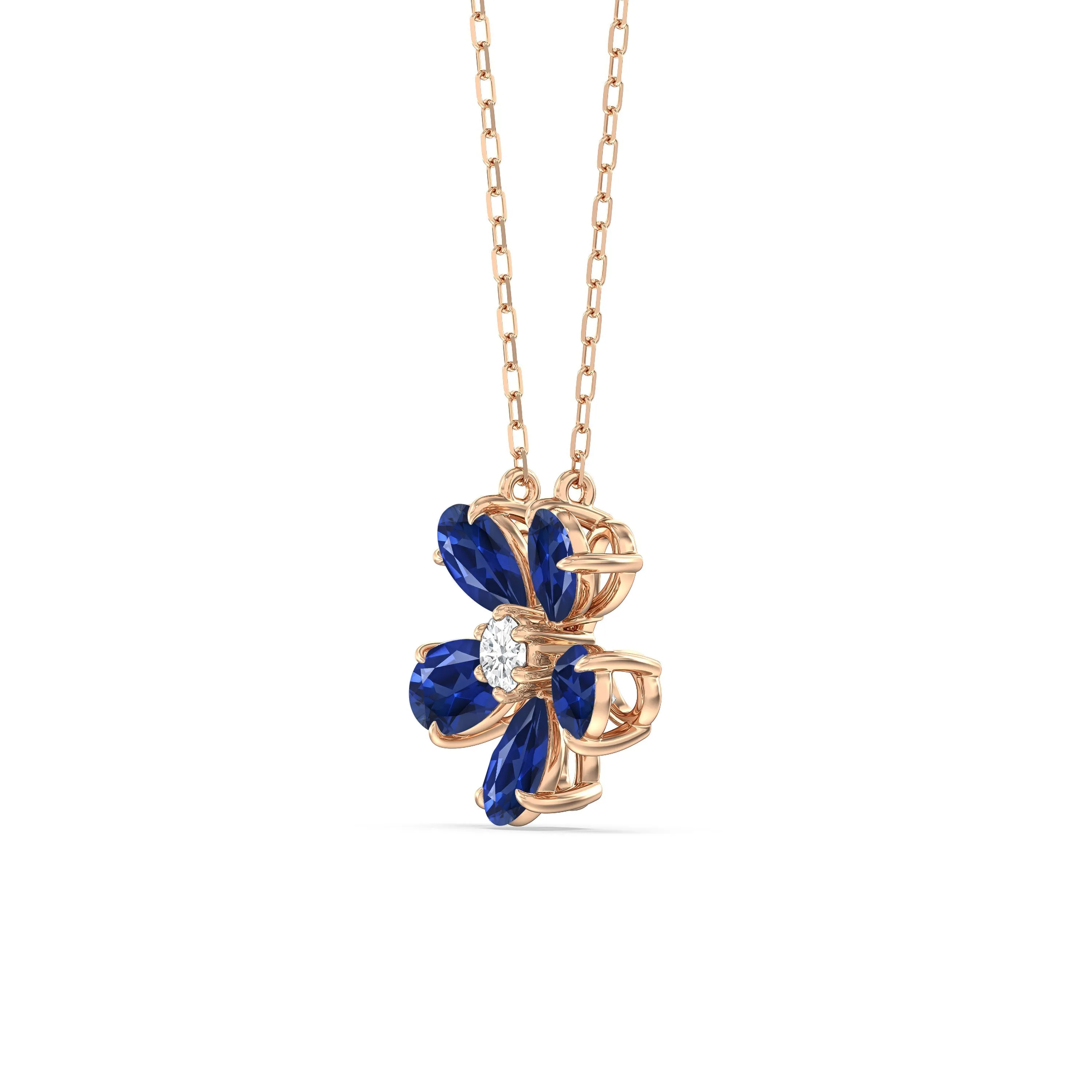 Sapphire and Diamond Daisy Necklace