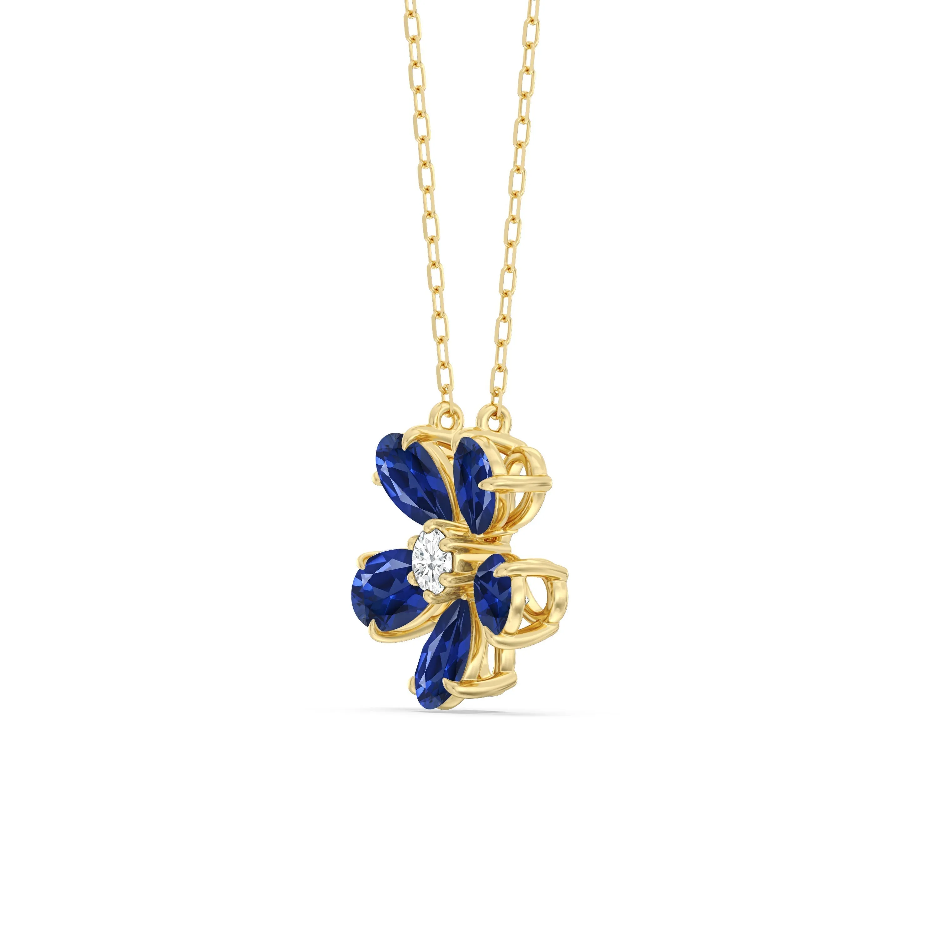 Sapphire and Diamond Daisy Necklace