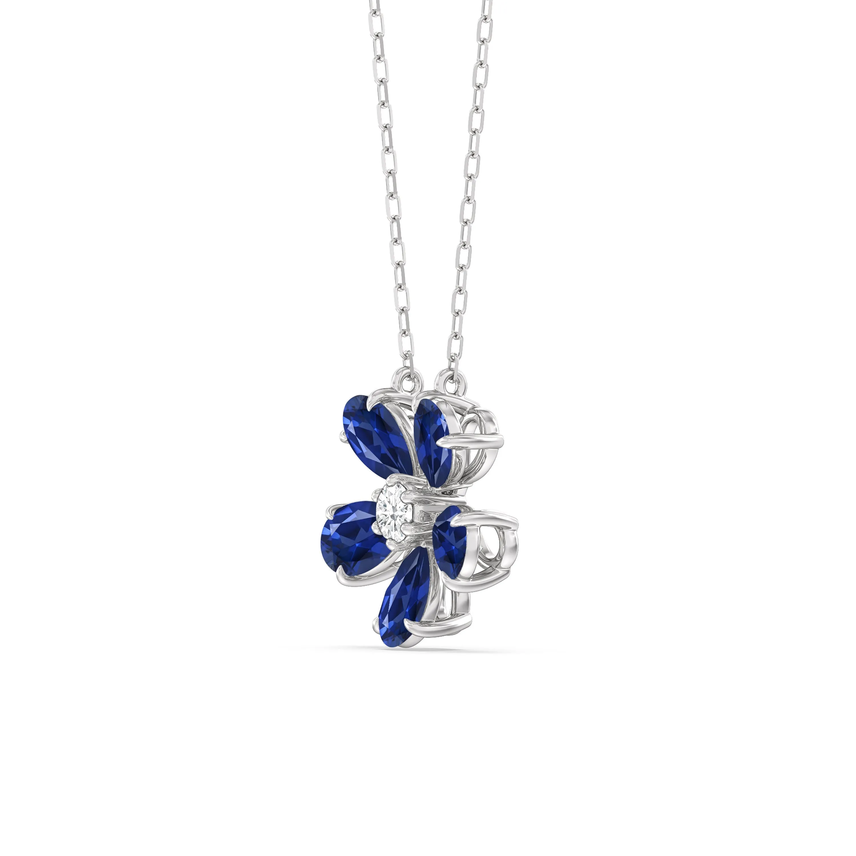 Sapphire and Diamond Daisy Necklace