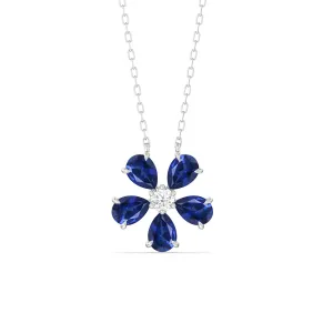 Sapphire and Diamond Daisy Necklace