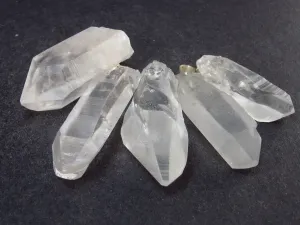Set of 5 Natural Clear Quartz Crystal Pendants From Brazil