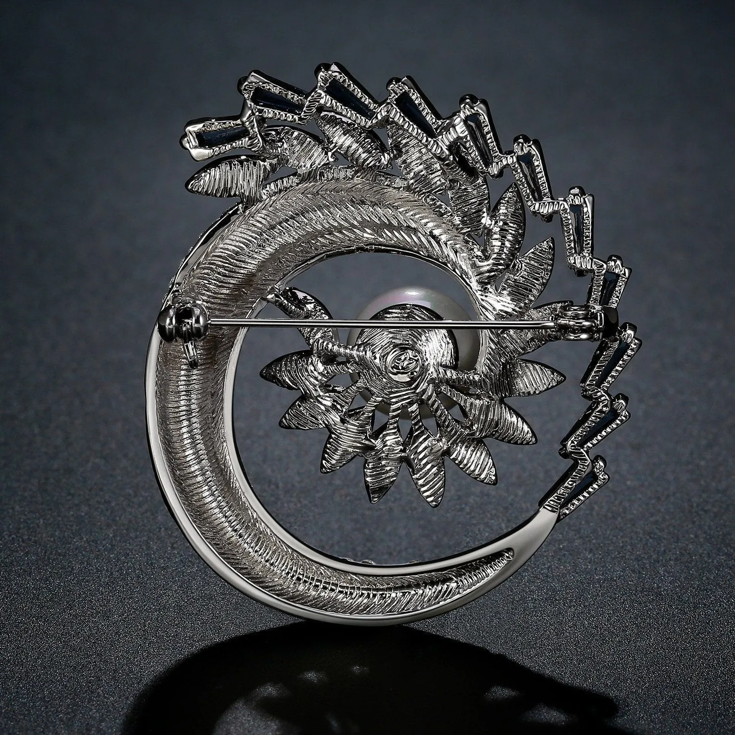 Shining Rhinestone Pearl Sunflower Large Brooch