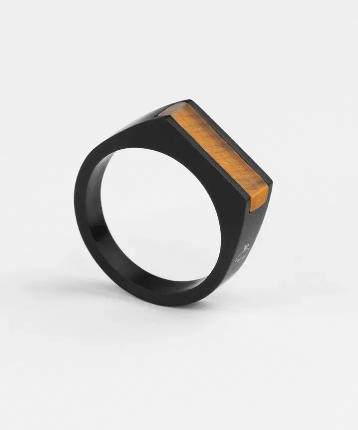 Signet Ring 7mm Tiger Eye | Black