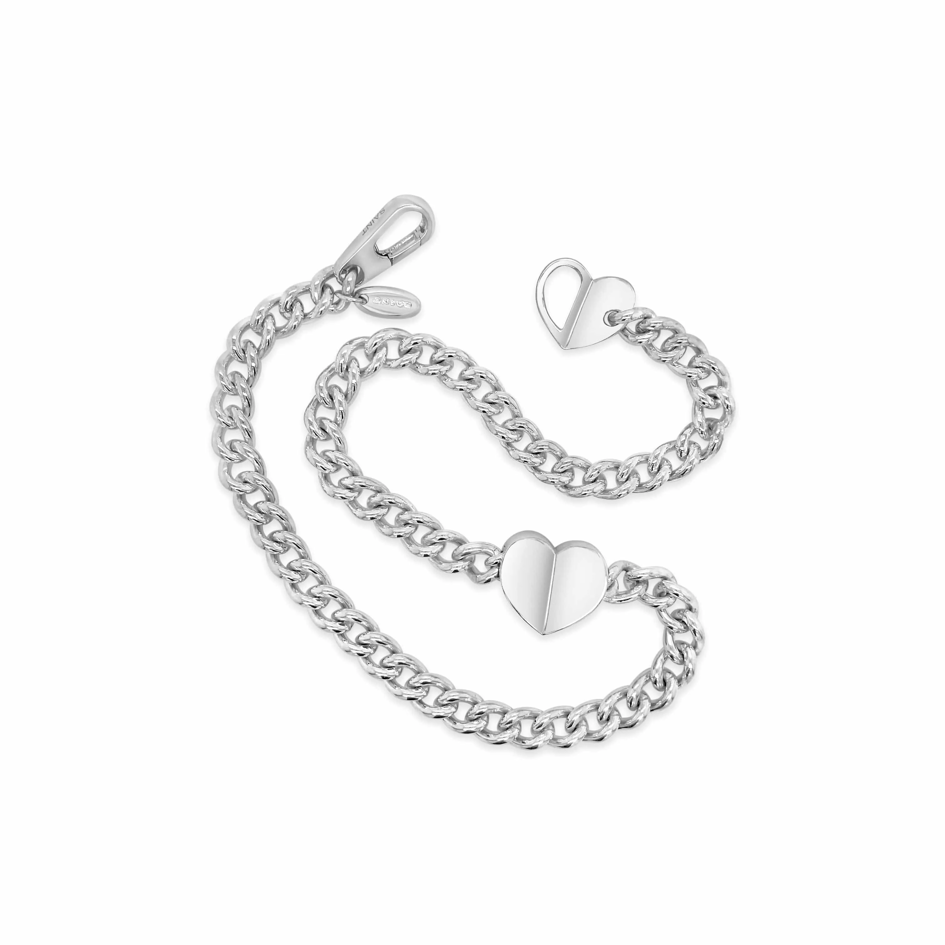Silver Sanguine Heart Wrap Rock And Roll Bracelet