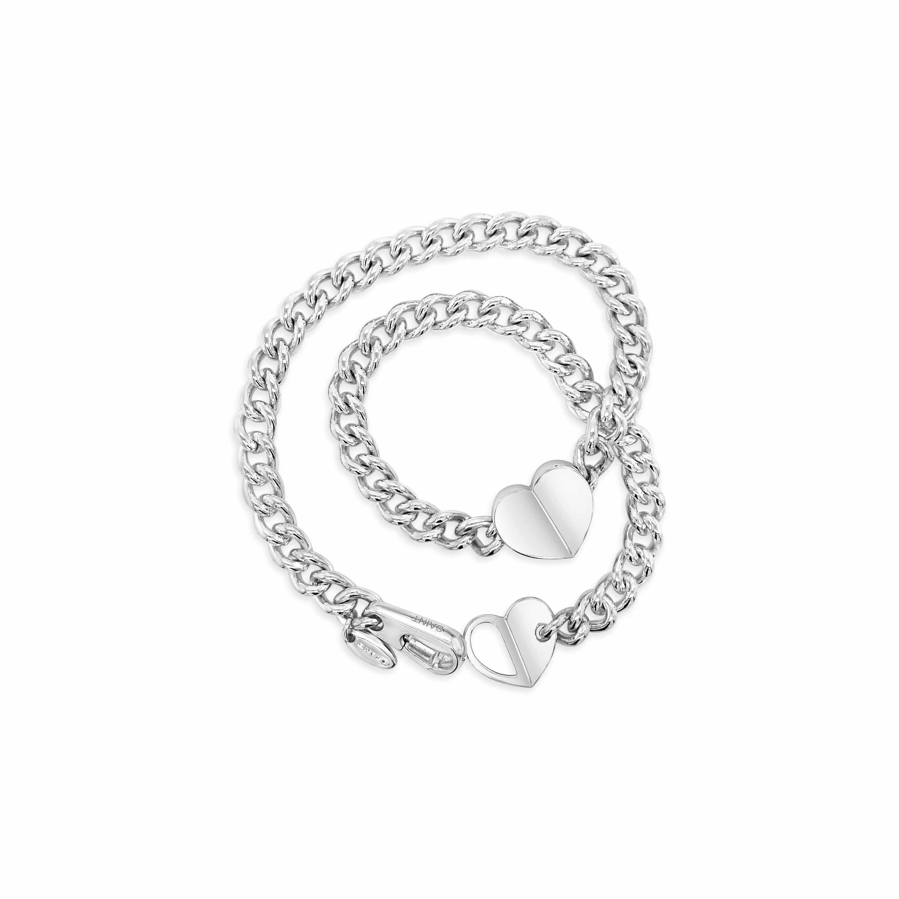 Silver Sanguine Heart Wrap Rock And Roll Bracelet