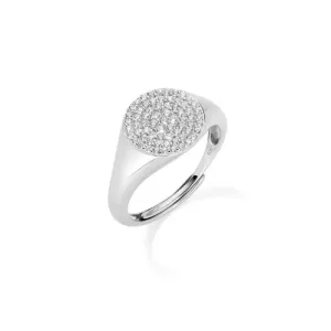 Silver Signet Round Pave Ring | Angel