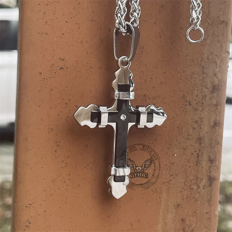 Simple Budded Cross Stainless Steel Christian Pendant