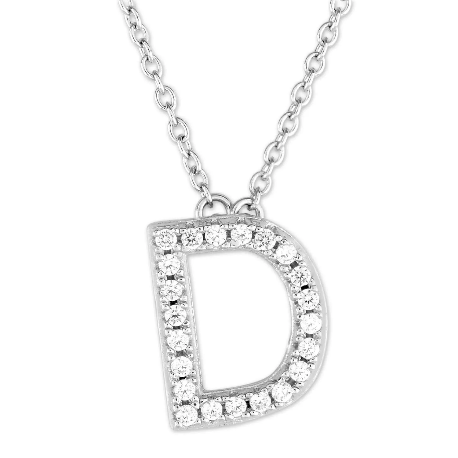 Small Initial Necklace With Micro Pave CZ Stones