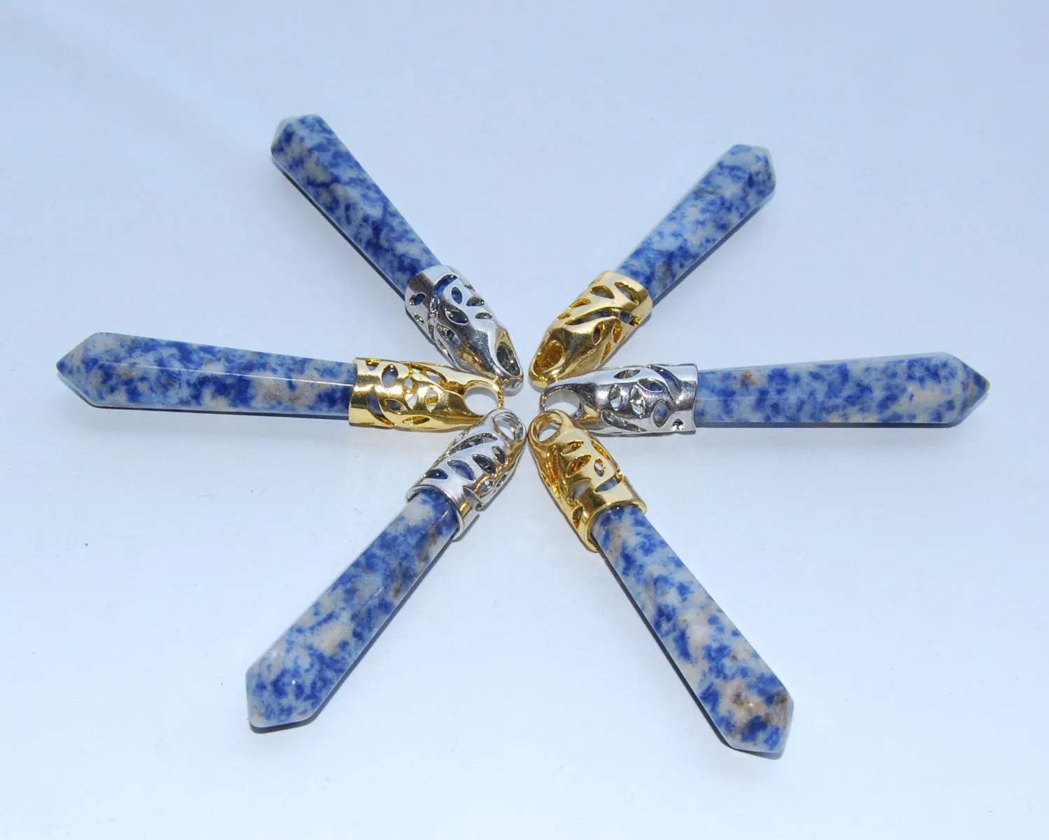 Sodalite Point Pendant Gold/Silver Plated Size 10x68mm Sold per Piece