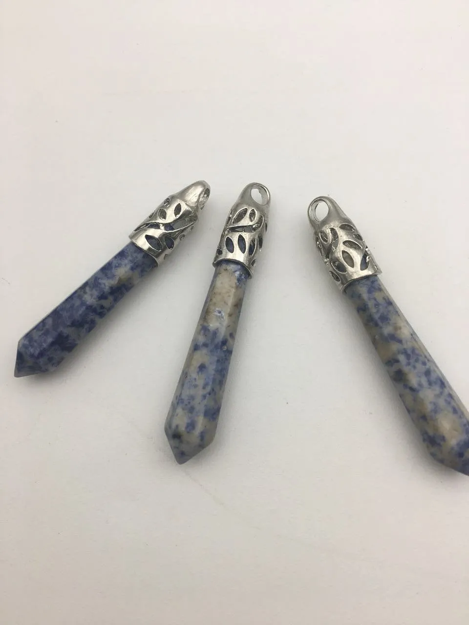 Sodalite Point Pendant Gold/Silver Plated Size 10x68mm Sold per Piece
