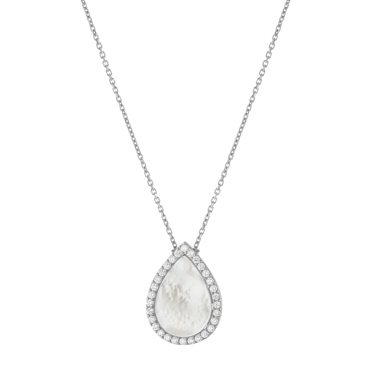 SS CZ MOP Teardrop Pendant