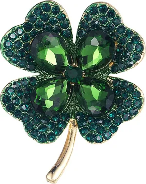 St Patricks Day Decorations Green Clover Leaf Brooch Pin for Women St. Patrick's Day Shamrock Vintage Brooches Lapel Pins Good Luck Accessories Jewelry Gift