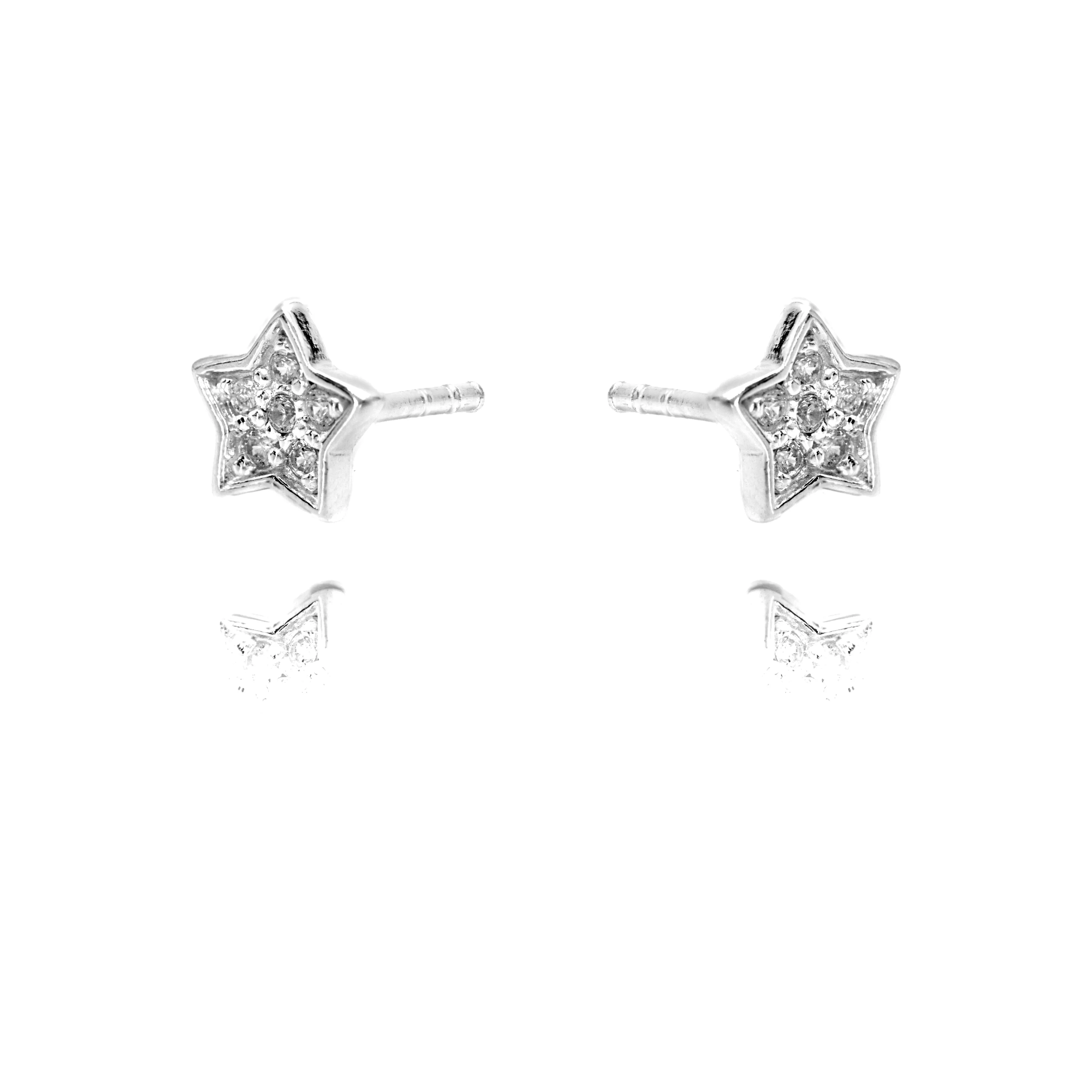 Star Stud Earrings with Cubic Zirconia Gemstones