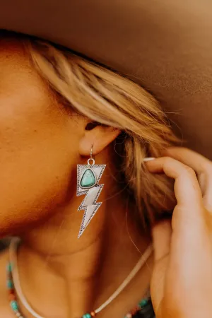 Stenson Silver Turquoise Stone Bolt Earrings