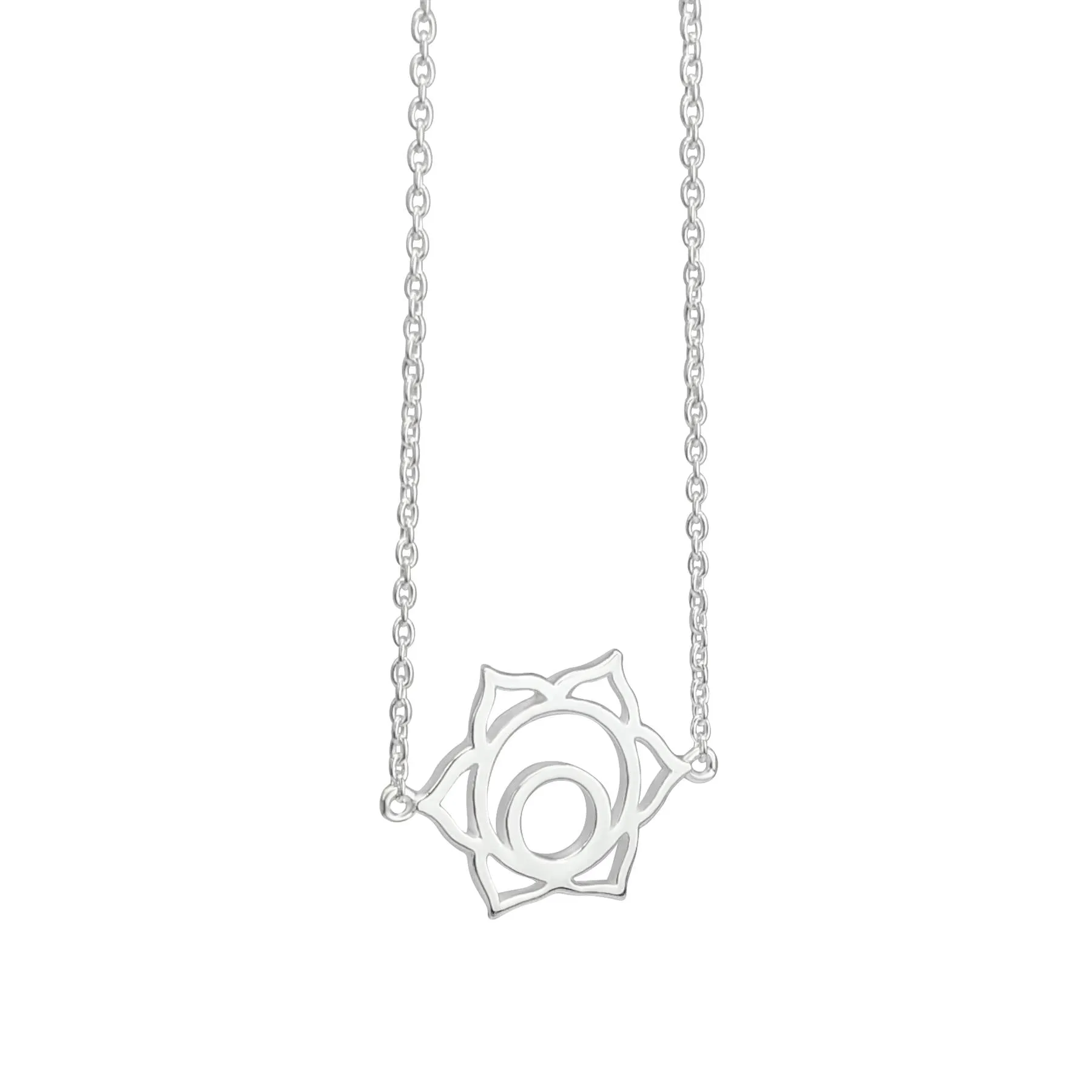 Sterling Silver Cut-Out Sacral Chakra Necklace With Orange CZ - Thin Cable Chain