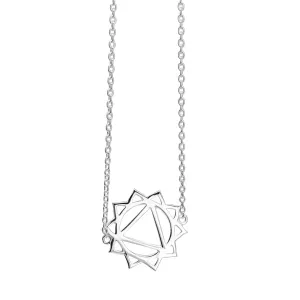 Sterling Silver Cut-Out Solar Plexus Chakra Necklace With Yellow CZ - Thin Cable Chain