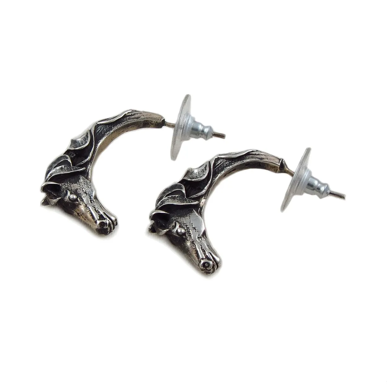 Sterling Silver Equestrian Horse Hoop Earrings