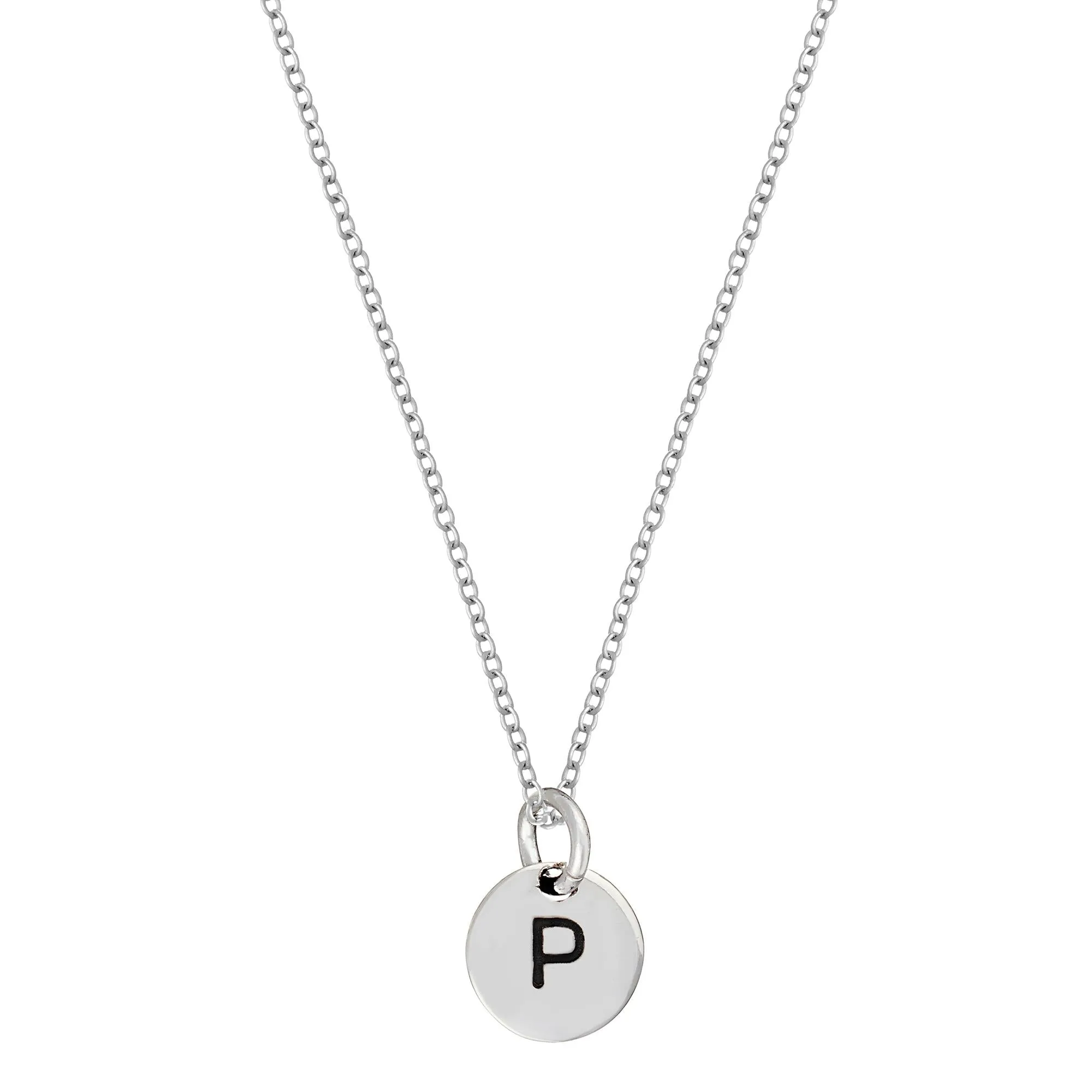 Sterling Silver Letter Initial Alphabet Pendant Necklace Curb Chain