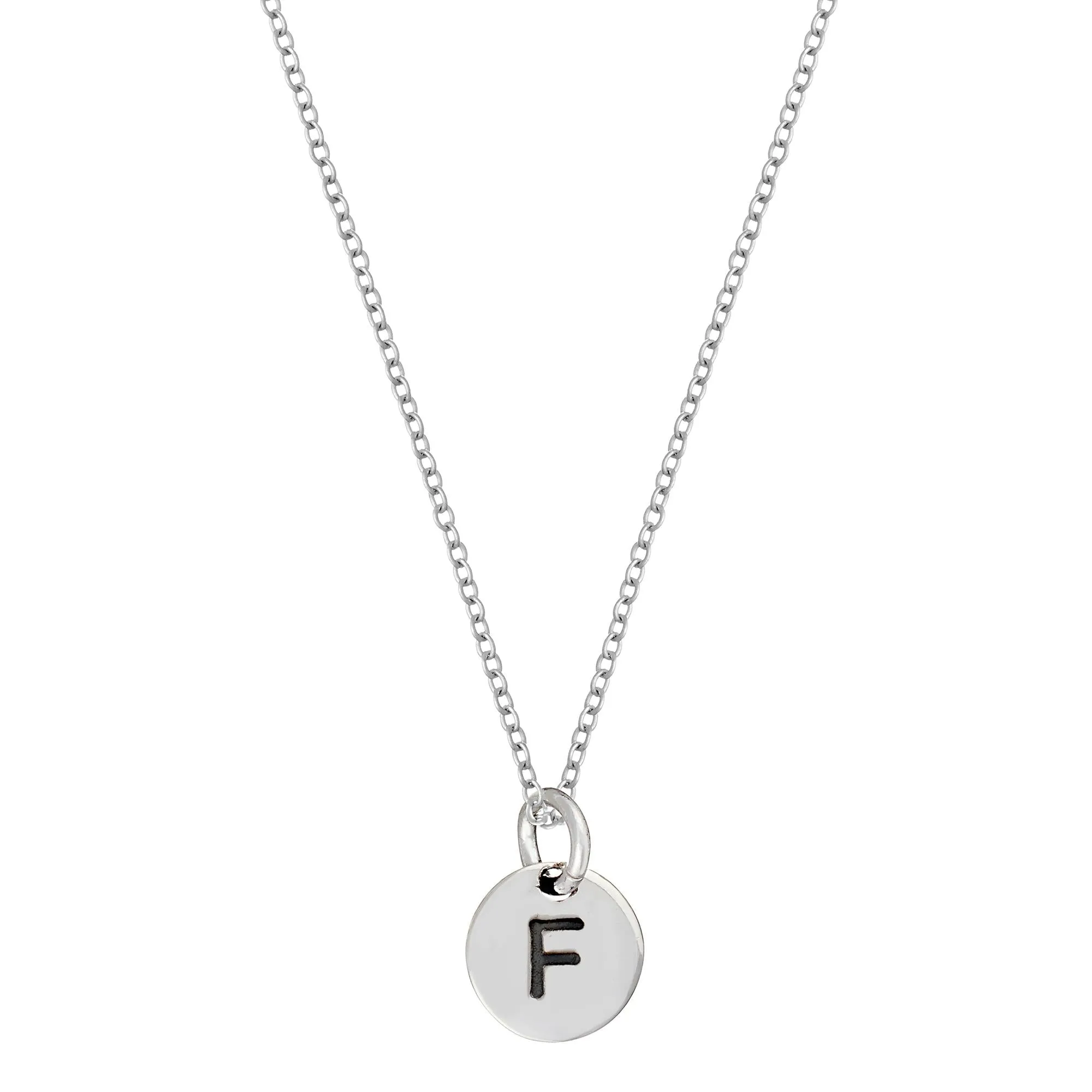 Sterling Silver Letter Initial Alphabet Pendant Necklace Curb Chain
