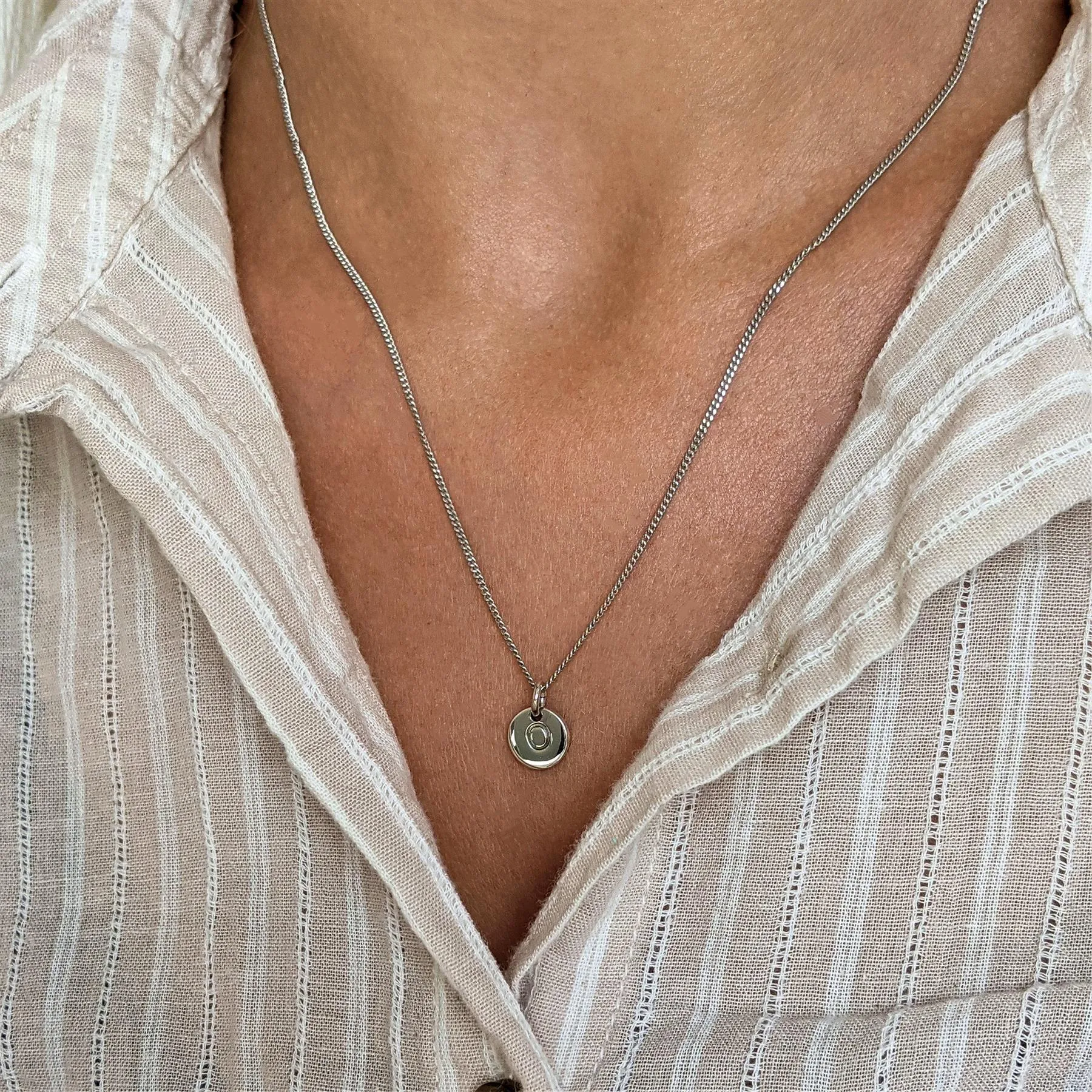 Sterling Silver Letter Initial Alphabet Pendant Necklace Curb Chain
