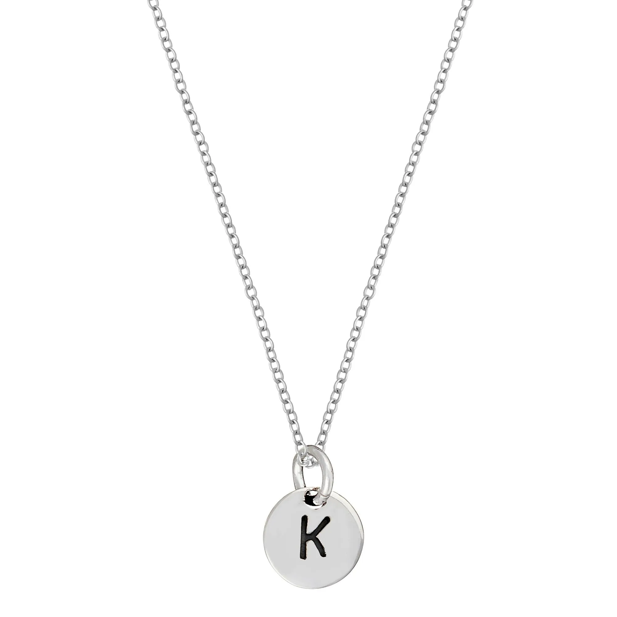 Sterling Silver Letter Initial Alphabet Pendant Necklace Curb Chain