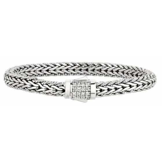 Sterling Silver Signature Woven Sapphire Lock Bracelet