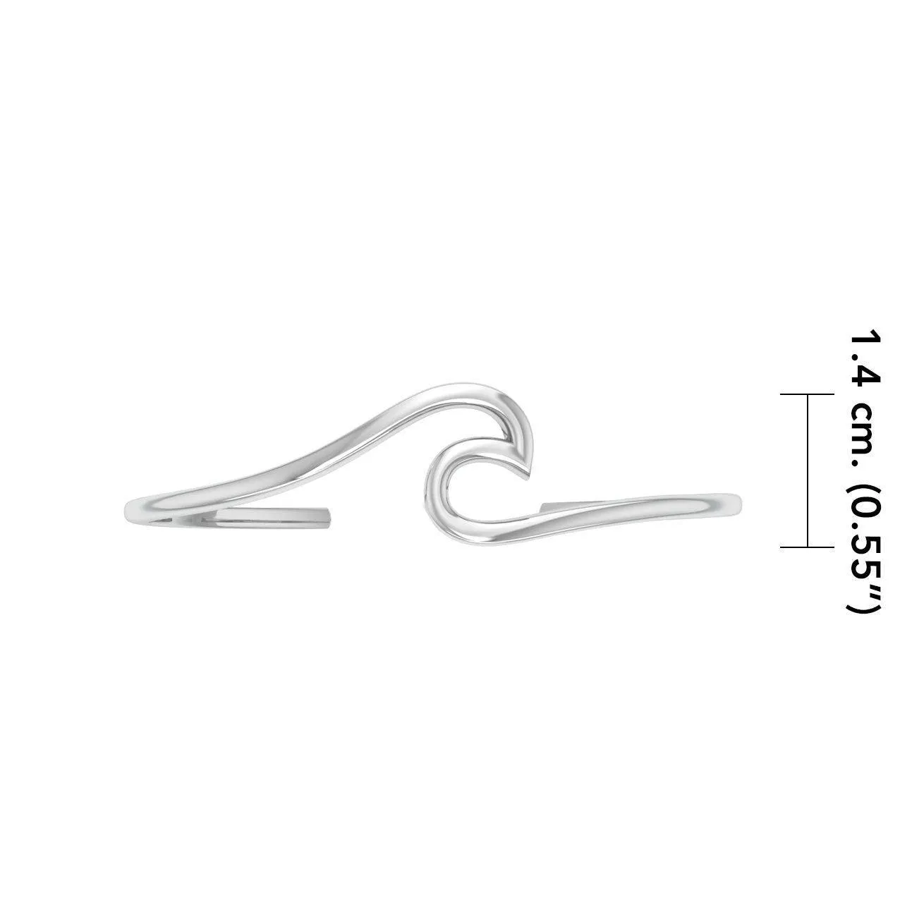 Sterling Silver Smooth Wave Cuff Bracelet - Divesilver Collection TBA310