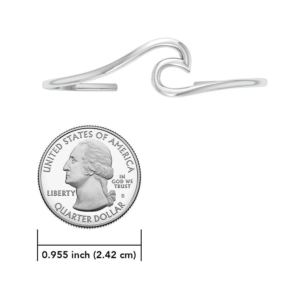 Sterling Silver Smooth Wave Cuff Bracelet - Divesilver Collection TBA310