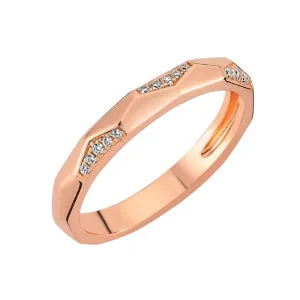 Stone Facets Sterling Silver Ring plated in 18K Rose Gold