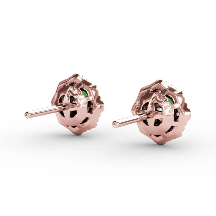 Striking Emerald and Diamond Stud Earrings