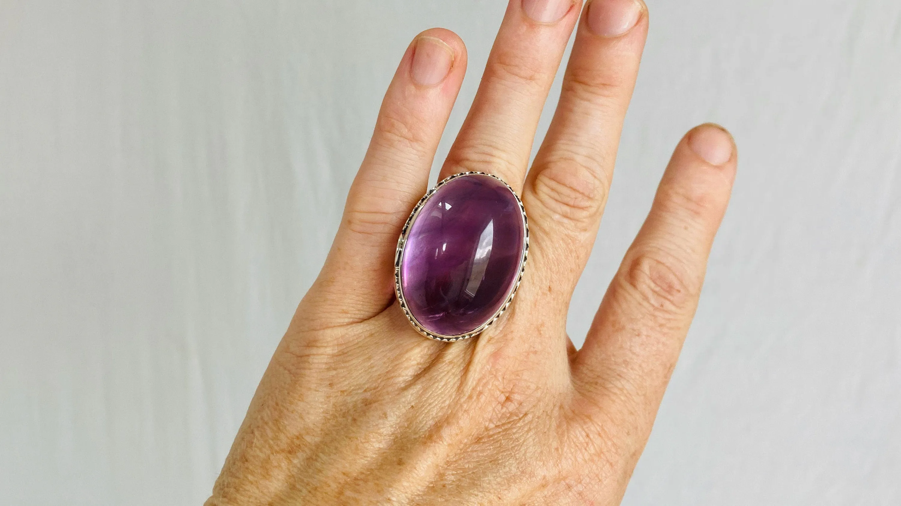 Stupendous Amethyst Botanicals Ring. Size 6.25